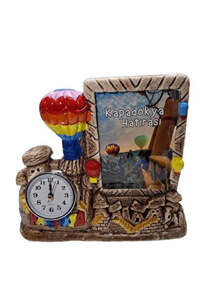 ATHSTORE Alçı Kapadokya Peribacası Saatli Fotoğraf Çerçevesi