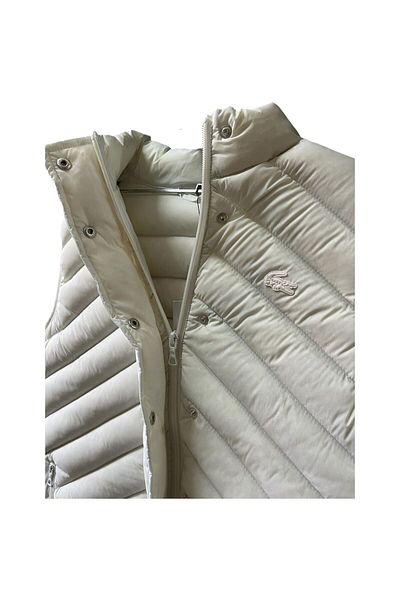 Lacoste Women's Stand-Up Collar Quilted White Vest
