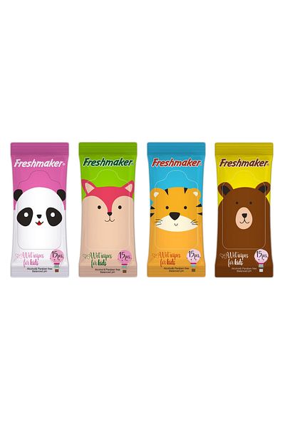 Freshmaker Kids Wet Pocket Wipes 15 Pieces X 4 Packs