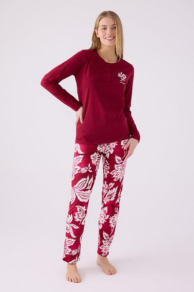 Pierre Cardin 8866 Set de pijamale pentru femei, cu mâneci lungi, cu nasturi, mărime mare
