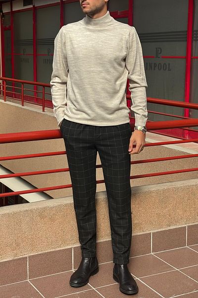 inpool Men's, Slim-Fit, Old Money, Half-Neck Knit Sweater