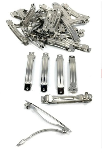 Kezban Tekstil 12 Adet 8 Cm Gümüş Renk Metal Otomatik Toka Klipsi Boş Süslenmemiş