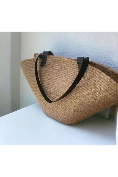 Bohemahomedecor Ψάθινη τσάντα παραλίας από γιούτα