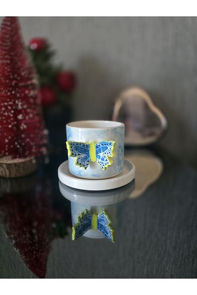 NK Handmade Butterfly Detailed Cup Ceramic