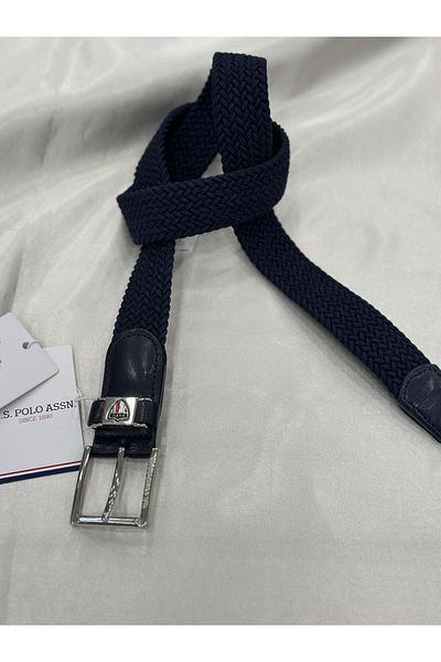 U.S. Polo Assn. ΒΑΣΗ. POLO ASSN. ΠΛΕΚΤΗ ΣΚΟΥΡΟ ΜΠΛΕ ΖΩΝΗ