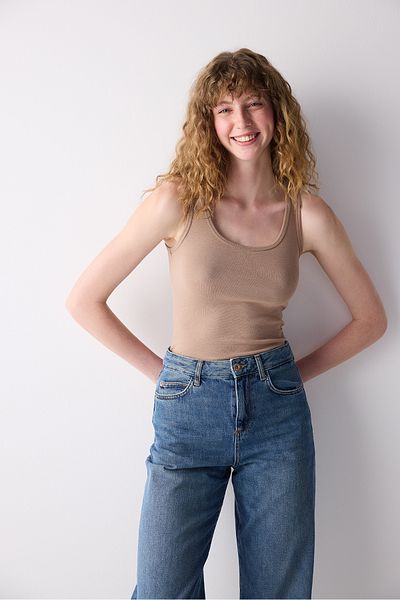 Penti Μπεζ Rib Basic Cami Tank Top