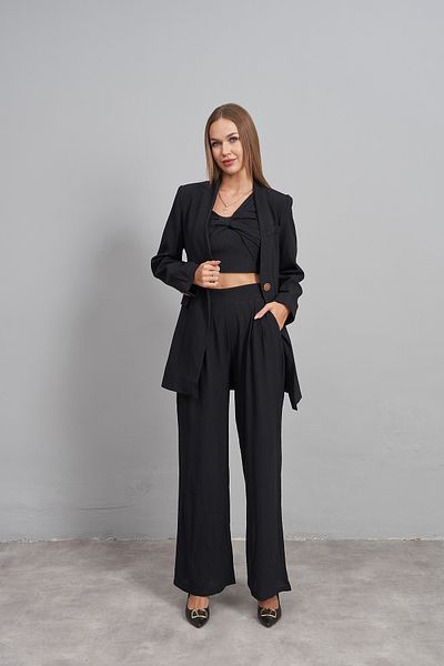 Rabia Çelik Women's Black Bustier Pants Jacket Top and Bottom Set