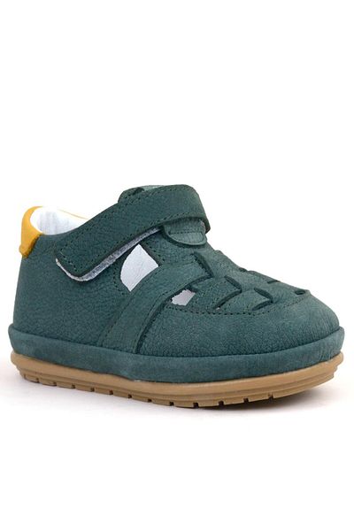 Rakerplus Muppet Genuine Leather Green Yellow Velcro Anatomical Baby Sandals Shoes