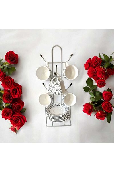 EceAksesuar Umeraș pentru pahare, Umeraș pentru farfurie gri, Umeraș pentru pahare de cafea pe blat, pe blat, în interiorul dulapului