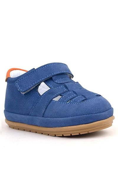 Rakerplus Muppet Genuine Leather Navy Blue Velcro Anatomical Baby Sandals Shoes