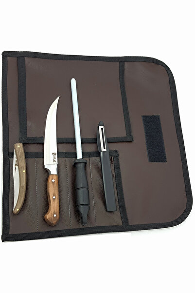 SürLaz Kamp Mutfak Bıçak Seti Soyacak Çakı Bıçak Deri Çanta