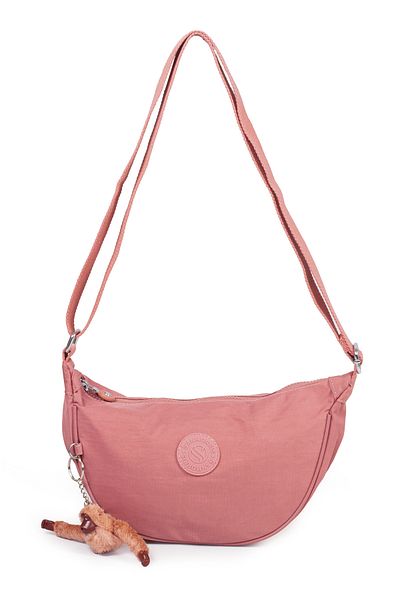 İMAKS Medium Size Waterproof Fabric - 2 Compartments Oval Crossbody and Shoulder Bag K.Powder Pink 3034