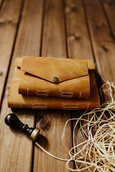 WILD DEER ElYapımı Otantik Deri Not Şiir Çizim Defteri Büyük Boy Düğmeli Ajan...