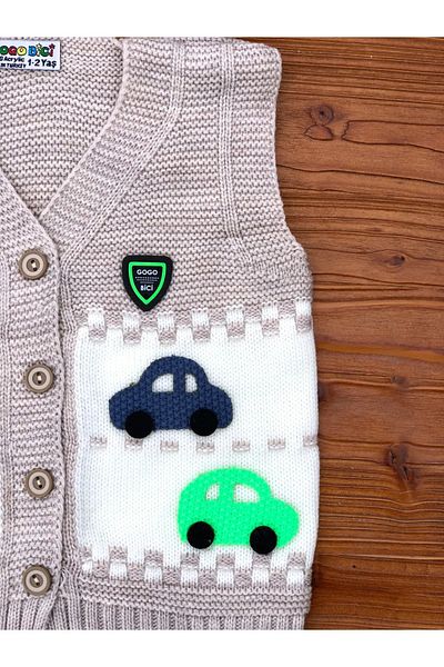 tinitins Boy's Colorful Car Embroidered Knitwear Vest