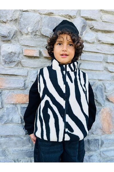 DİVİSTA Unisex Children's Ecru Color Fleece Inside Zippered Vest