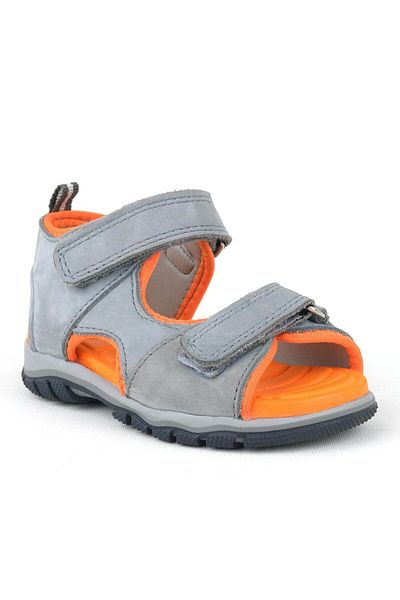 Rakerplus Sandale pentru bebeluși din piele naturală gri cu velcro