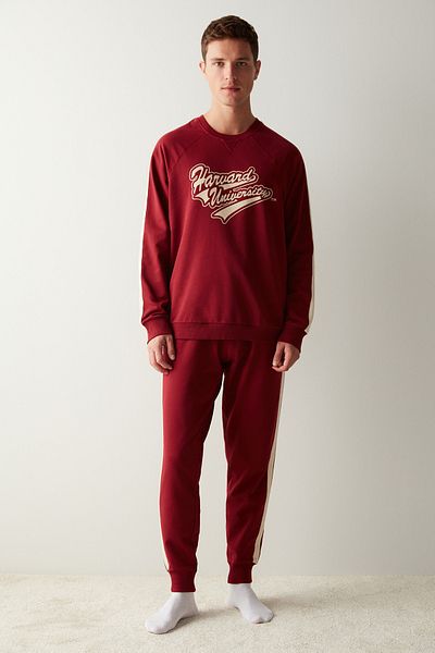 Penti Ανδρική μπλούζα Claret Red Pijama με λογότυπο Harvard