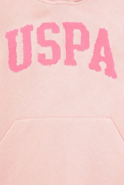 U.S. Polo Assn. Kız Çocuk Toz Pembe Kapüşonlu Basic Sweatshirt 50292512-VR050