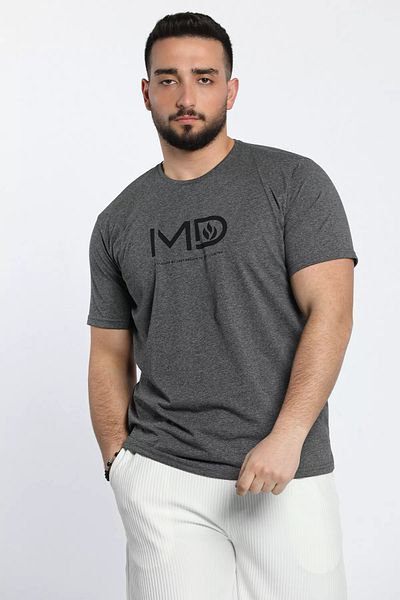 MİSHAR İTALİA Ανδρικό T-Shirt Anthracite Md Printed Crew Neck