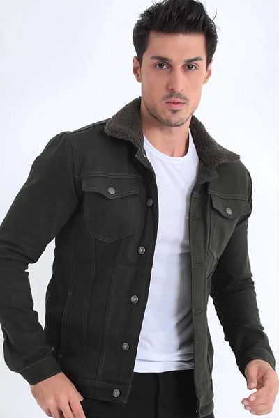 MİSHAR İTALİA Ανδρικό βελούδινο μπουφάν Gabardine Khaki