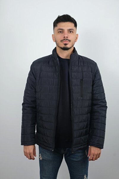 Booss Milano سترة رجالية بجيب وسحاب باللون الأزرق الداكن