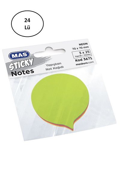 onixe Mas 3671 Mixed Color Balloon Shaped 75 Sheets Note Paper