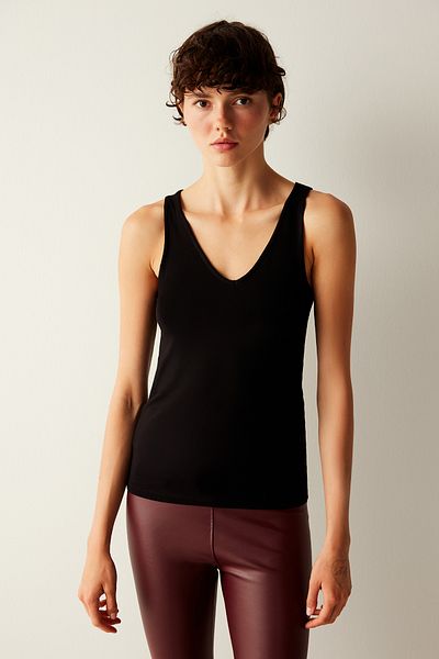 Penti Black V-Neck Soft Fabric Sleeveless Top