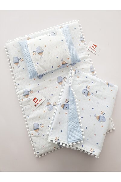 ilkimbebe طقم حفاضات أطفال مع بطانية - وسادة، موسلين، حديثي الولادة، سرير الأ...