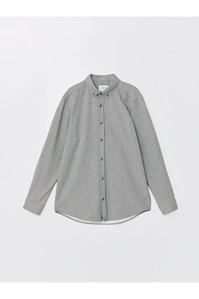 LC Waikiki Мъжка риза с дълъг ръкав LCW Vision сива, с прилепнал крой