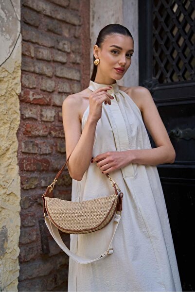 Madamra Tan Straw Women's Crossbody Bag