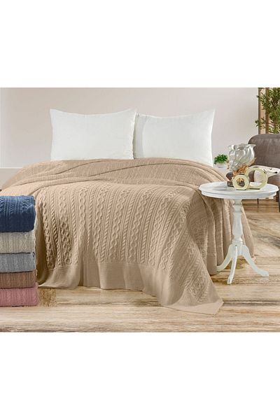 coton doux مفرش سرير تريكو البحر الأبيض المتوسط 220 × 240 (BISCUIT)