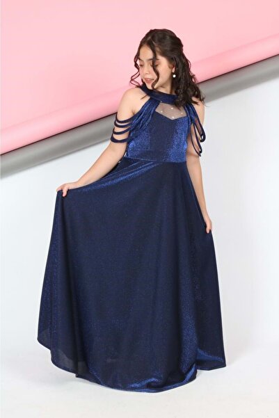 BAŞAK ÇOCUK GİYİM Prens 002 Abiye Elbise - LACİVERT - 8-9 YAŞ