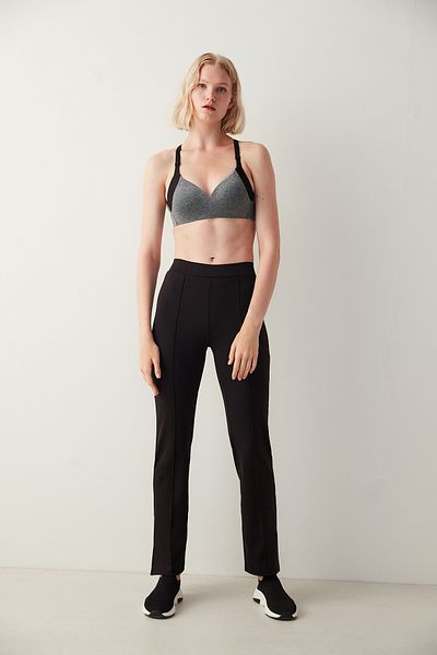 Penti Gray Melange Strappy Padded Active Sports Bra