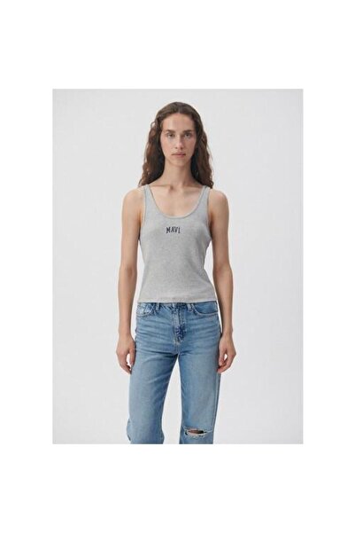 Mavi Logo Baskılı Gri Kadın Atlet M1611899-83096