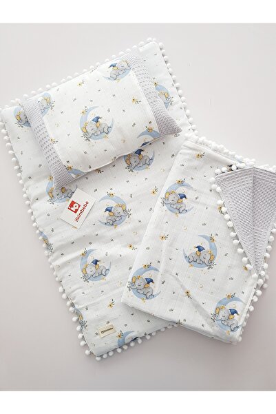 ib ilkimbebe طقم حفاضات أطفال مع بطانية - وسادة، موسلين، حديثي الولادة، سرير ...