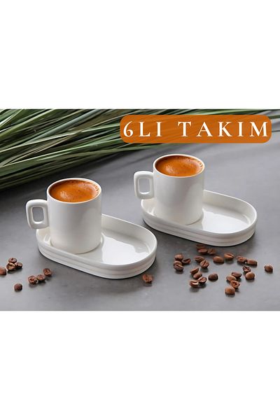 Mabeyn 6-Person Coffee Cup Set Porcelain Turkish Coffee Cup with Presentation 75ml
