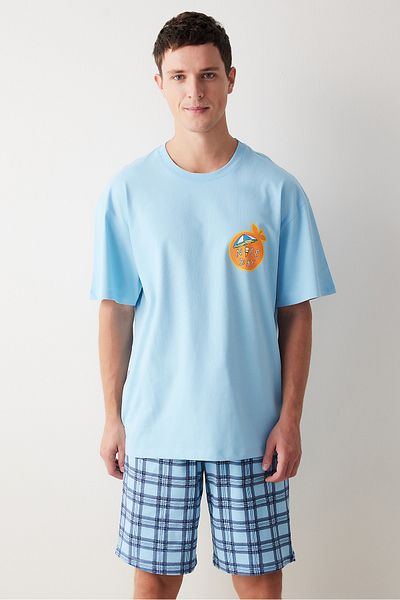 Penti Men's Nice Day Multicolor Shorts Pajama Set