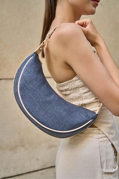 Madamra Blue Denim Crossbody Bag for Women