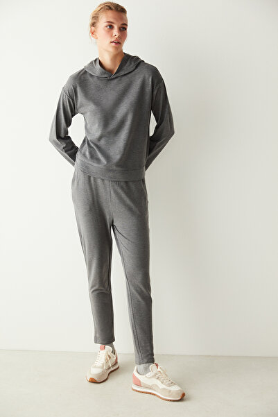 Penti Dark Gray Long Sleeve Hooded Thermal Sweatshirt