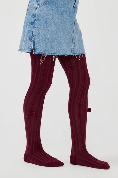 Penti Burgundy Pretty Side Bow Pantyhose