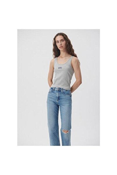 Mavi Logo Baskılı Gri Kadın Atlet M1611899-83096