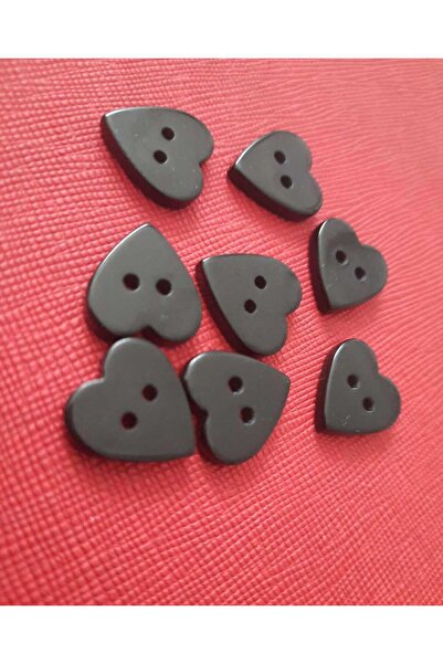 İMREN AKSESUAR زر قلب بوليستر أسود - 1.5 سم، عبوة واحدة 8 قطع