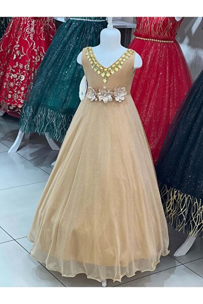 BAŞAK ÇOCUK GİYİM 1221 Kız Çocuk Abiye 10/14 - SARI - 10-11 YAŞ