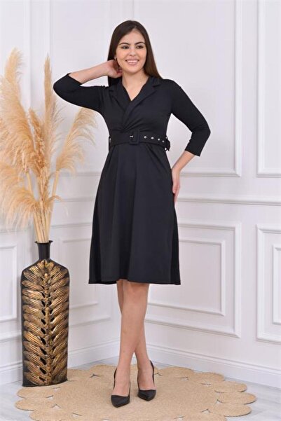 Dipmoda γυναικείο φόρεμα κρεπ χωρίς επένδυση NDBKS016 - Μαύρο