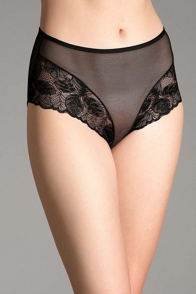 NEWBRA LINGERIE Women's Black High Waist Lace Detail Panties