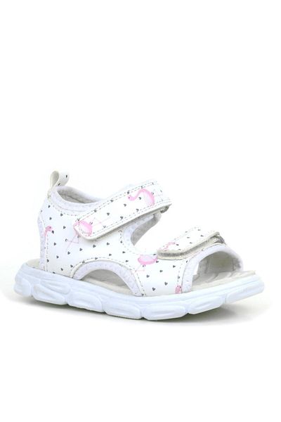 Rakerplus White Flamingo Velcro Baby Sandals Shoes