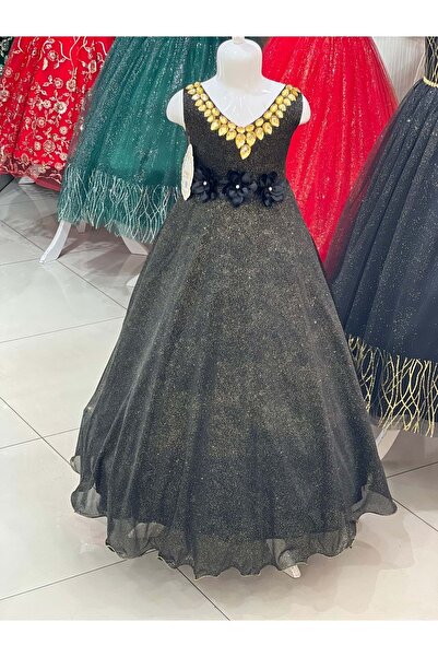 BAŞAK ÇOCUK GİYİM 1221 Kız Çocuk Abiye 10/14 - SİYAH - 12-13 YAŞ