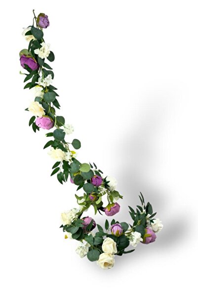 Nettenevime Artificial Flower Dangling and Blooming Peony Lilac Cream Eucalyptus Artificial Ivy Table Flower