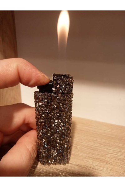 NESGIFT Parlak Füme Taş Kaplamalı Klasik Uzun Çakmak (DOLABİLEN)