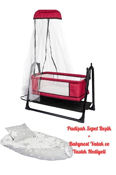 Özbay Btrend Padişah Gri Babynest Yatak Ve Yastık Sallanır Sepet Beşik Bebek ...